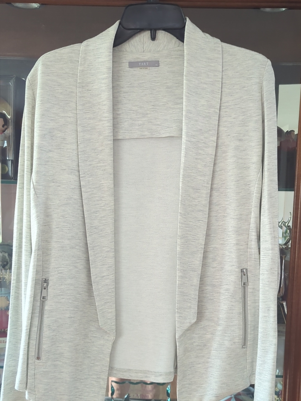 Tart Collections Light Gray Open-Front Knit Blazer Cardigan